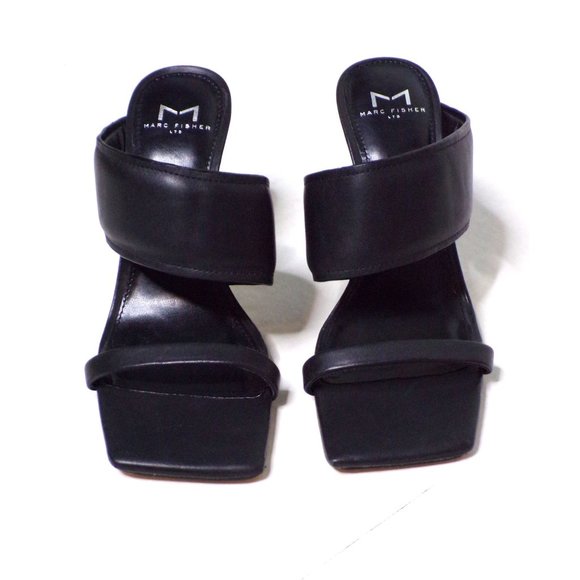 🆕 MARC FISHER Deann Slide Flared Heel Sandals Shoes Black 6.5 - Picture 6 of 10
